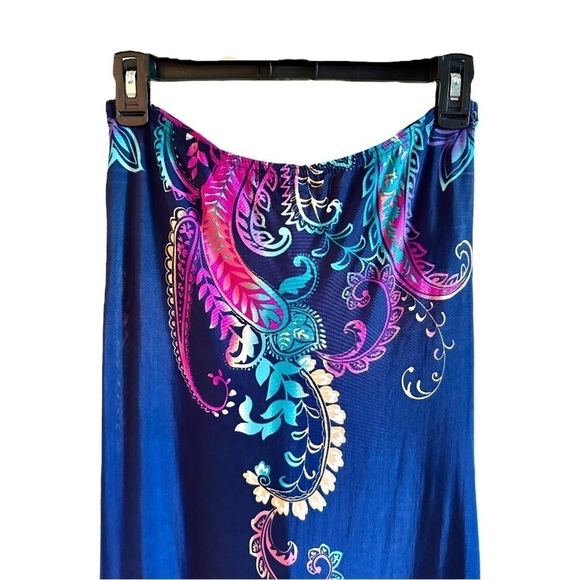 PAPILLON, NWOT, MAXI DRESS IN ROYAL BLUE WITH COLORFUL PAISLEY ACCENTS. SIZE M - Picture 7 of 11